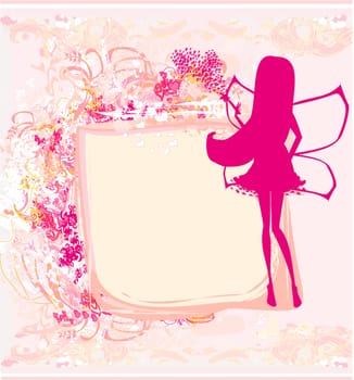 floral background with a beautiful fairy