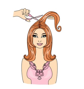 hairdresser making haircut at beauty salon