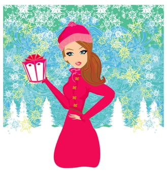 fashion shopping girl with  gift box