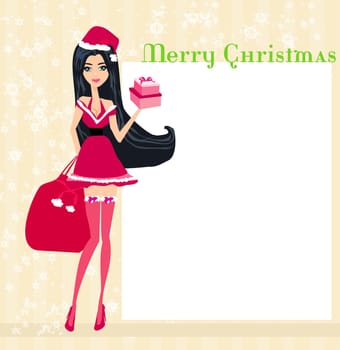 beautiful pin-up girl in Christmas inspired costume