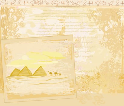 old paper with pyramids giza