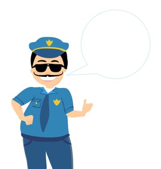policeman in uniform and goggles vector illustration isolated on white background