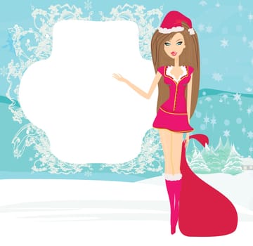 beautiful pin-up girl in Christmas inspired costume