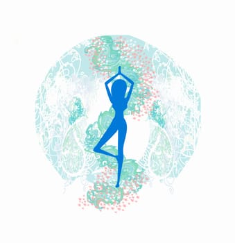 woman in a traditional yoga pose vector illustration