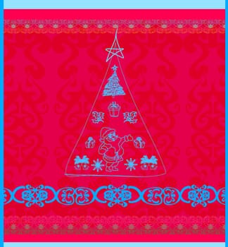 Christmas vector illustration with doodle christmas tree