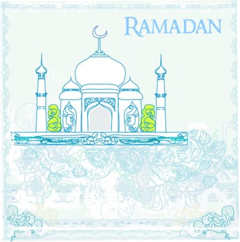 Ramadan background - mosque silhouette illustration card