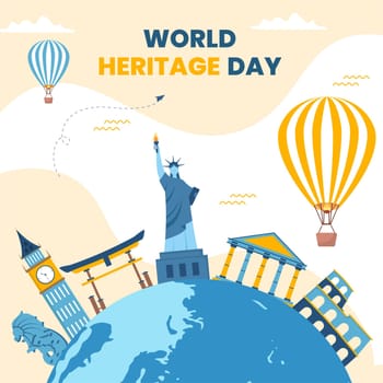 World Heritage Day Template Cartoon Background Vector Illustration