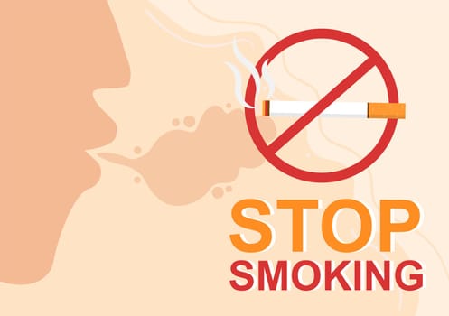 Stop Smoking or No Cigarettes for Fight Against Unhealthy Smoker Habit, Medical and as an Early Warning in Flat Cartoon Illustration