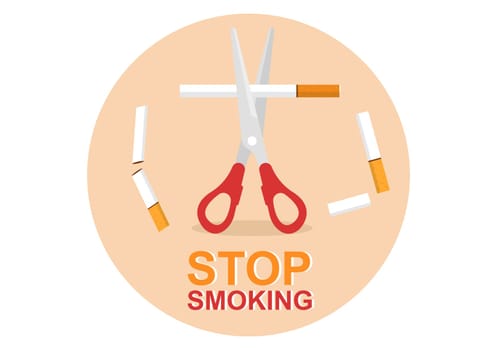 Stop Smoking or No Cigarettes for Fight Against Unhealthy Smoker Habit, Medical and as an Early Warning in Flat Cartoon Illustration