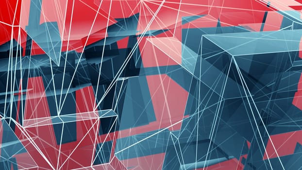 abstract lines graphic background cubism effect red modern pattern avant-garde 3D illustration