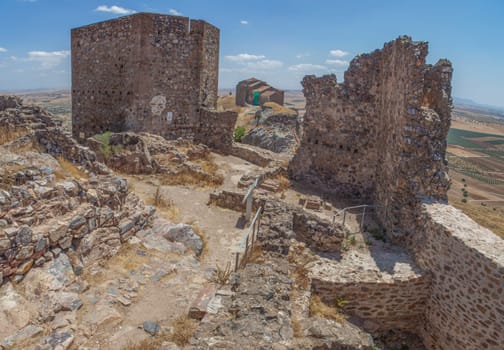 Magacela fostress remains, Badajoz, Extremadura, Spain. Origin of the fortress was believed pre-Roman