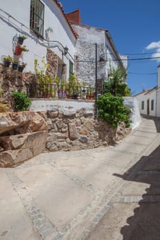 Magacela Historical ensemble, Badajoz, Extremadura, Spain. Characteristic houses that date back to the 16th Century
