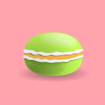 Macaroons. Round cookies.Dessert.Vector illustration of macarons on a pink background.