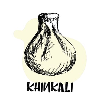Khinkali. Georgian cuisine. Logo for khinkalnoy. Dumplings Pencil drawing