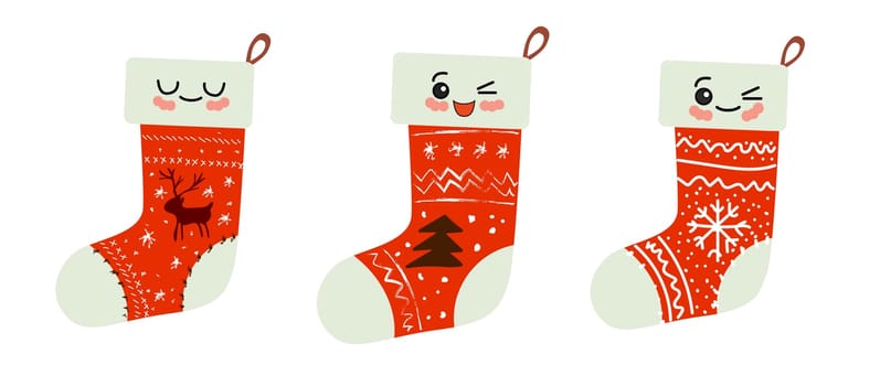 cute kawaii characters. Christmas sock for gifts.