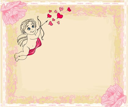 happy valentines day card with cupids