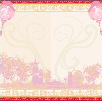 Asian Landscape and Chinese Lanterns