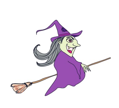 Witch flying on a broom