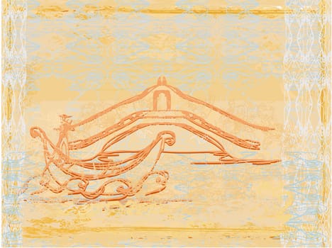 Venetian gondola. retro style card. vector illustration.