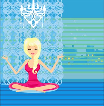 Yoga girl in lotus position