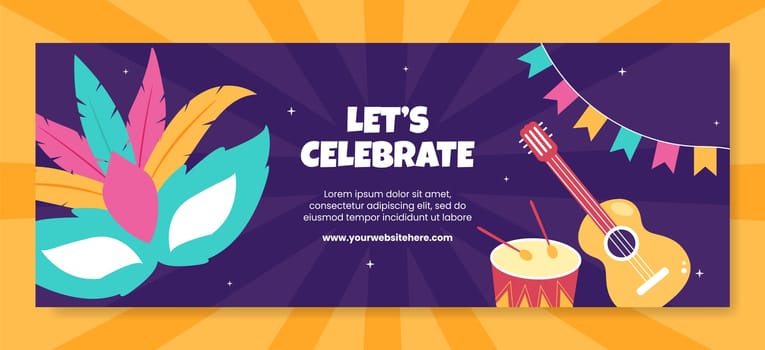Happy Carnival Party Cover Template Cartoon Background Vector Illustration