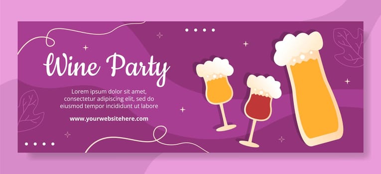 Wine Party Cover Template Flat Cartoon Background Vector Illustration