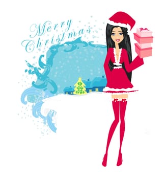 beautiful pin-up girl in Christmas inspired costume