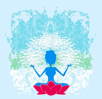 Yoga girl in lotus position