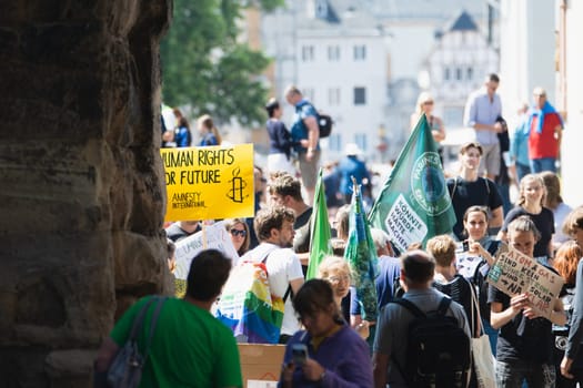 Fridays for future demonstration in Trier, Germany on the 08.07.2022, protest against climate change and global warming, environmental discussion