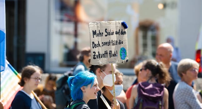 Fridays for future demonstration in Trier, Germany on the 08.07.2022, protest against climate change and global warming, environmental discussion