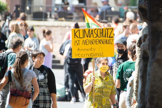 Fridays for future demonstration in Trier, Germany on the 08.07.2022, protest against climate change and global warming, environmental discussion