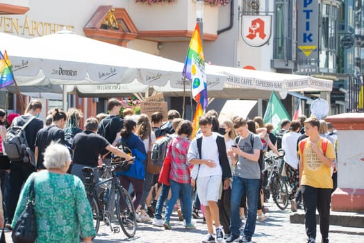 Fridays for future demonstration in Trier, Germany on the 08.07.2022, protest against climate change and global warming, environmental discussion