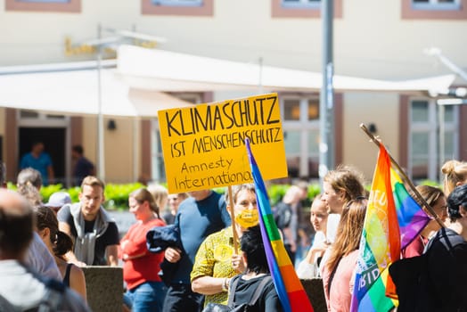 Fridays for future demonstration in Trier, Germany on the 08.07.2022, protest against climate change and global warming, environmental discussion