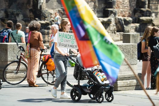 Fridays for future demonstration in Trier, Germany on the 08.07.2022, protest against climate change and global warming, environmental discussion