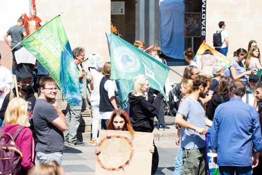 Fridays for future demonstration in Trier, Germany on the 08.07.2022, protest against climate change and global warming, environmental discussion