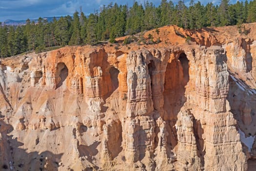 Natural Bridges Forming in a Sandstone Cliff in Bryce Canyon National Park in Utah