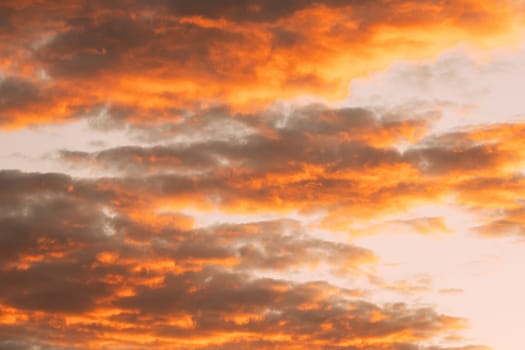 Sunrise Bright Dramatic Sky. Scenic Colorful Sky At Dawn. Sunset Sky Natural Abstract Background In Red Orange Colors