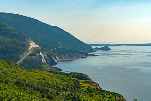 Coastal Road Weaving Through the Highlands in Cape Breton Highlands National Park in Nova Scotia