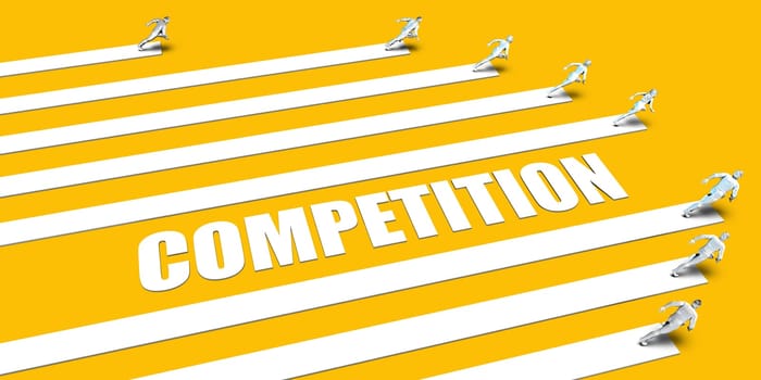 Competition Concept with Business People Running on Yellow