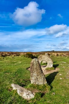 Men-an-Tol known as Men an Toll or Crick Stone - small formation of standing stones in Cornwall, United Kingdom