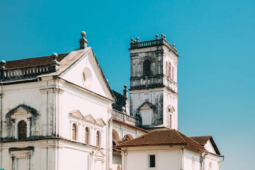 Old Goa, India. Cathedral Of St. Paul In Sunny Day. Close Up Of Walls.