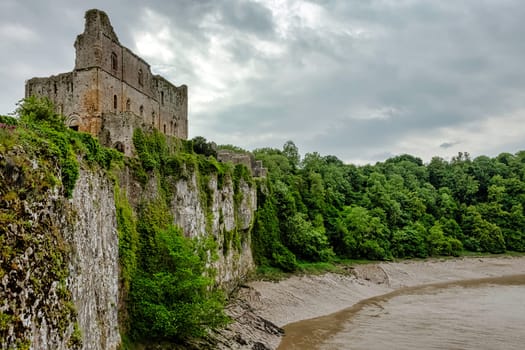Remains of Chepstow Castle (Castell Cas-gwent) at Chepstow, Monmouthshire, Wales, United Kingdom