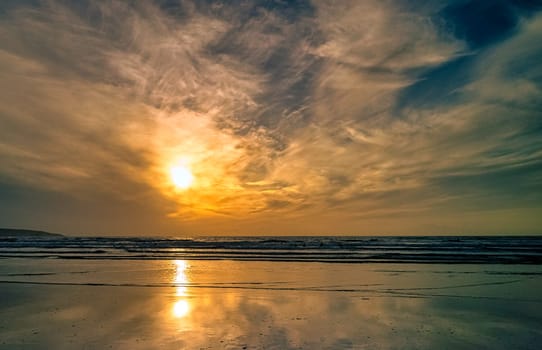 Sunset over Gwithian Beach (Gwithian Towans) - Hayle, Cornwall, United Kingdom