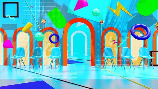 3D illustration Background for advertising and wallpaper in art retro and memphis art scene. 3D rendering in decorative concept.