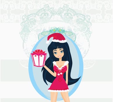 beautiful pin-up girl in Christmas inspired costume