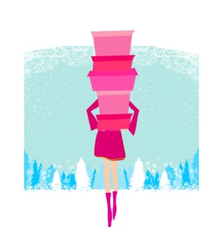 fashion shopping girl with gift box