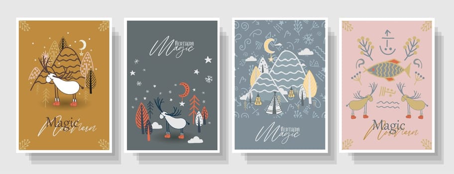 Interior posters for the children s room. Children s postcards magic. Deer posters.