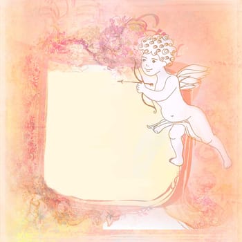 happy valentines day - vintage card with cupid