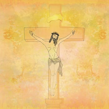 jesus christ in the cross - vintage paper