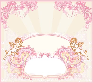 happy valentines day card with cupid
